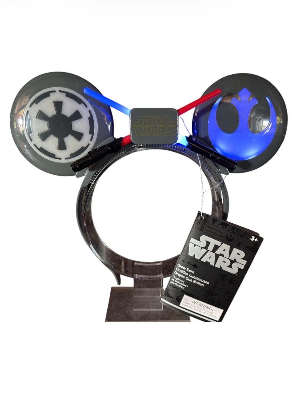 Disney Star Wars Light Up Lightsaber Mickey Ears Glow Headband NEW!
